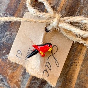 Vintage Little Metal Red Parrot Bird Pin